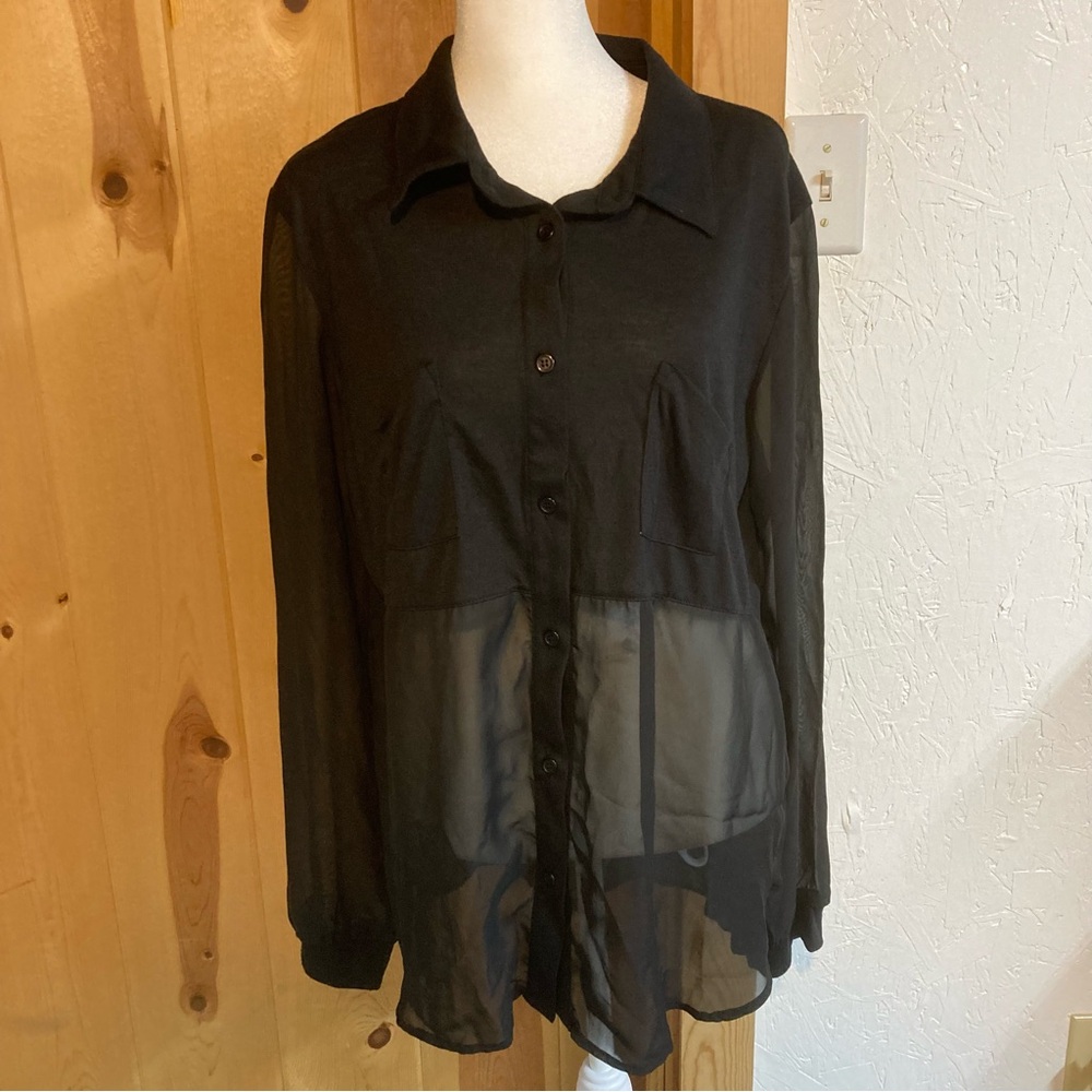 Big Star Black Sheer Button-Down Shirt size XL NWT